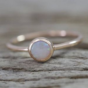 0.5 Carat Crystal Opal Ring 10K Pink Gold Tiny Galaxy Collection Ring ...