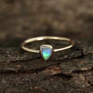 0.48 Carat Black Opal Ring 10K Pink Gold Tiny Galaxy Collection Ring ...